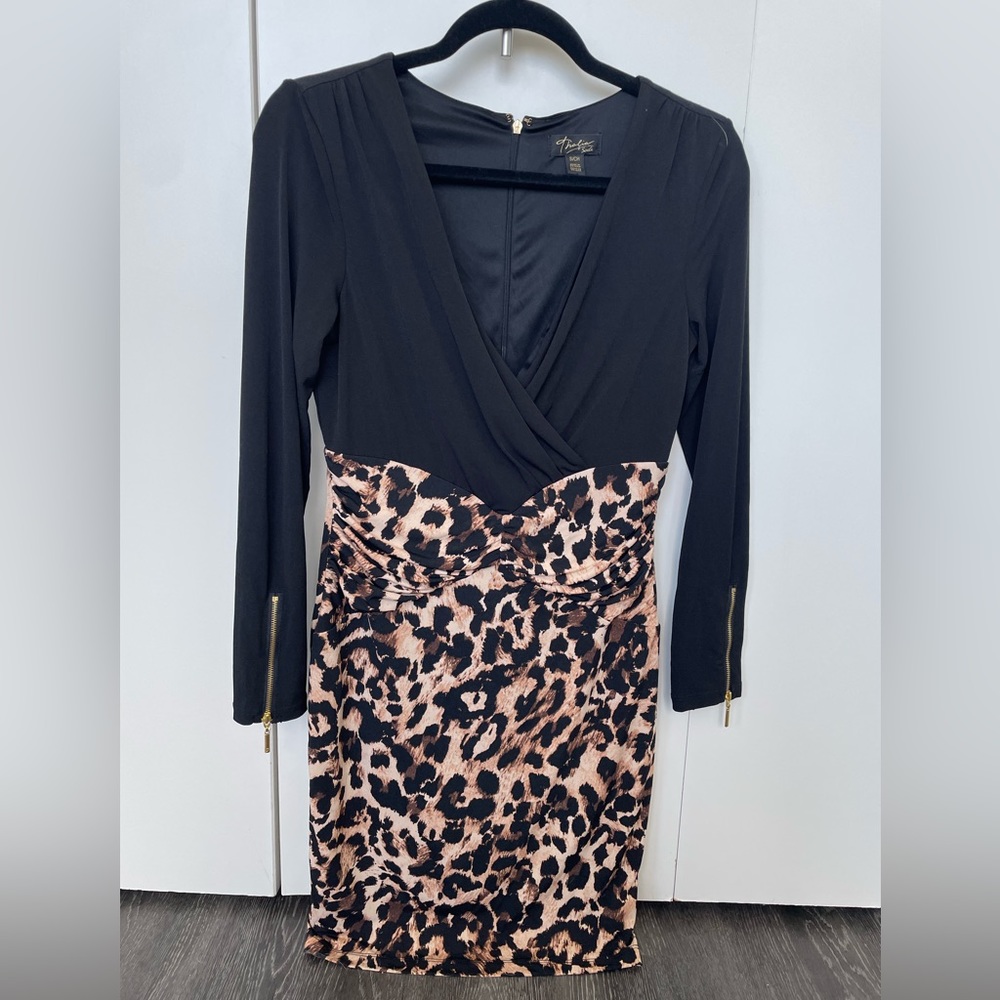 Thalia Sodi black/leopard print dress